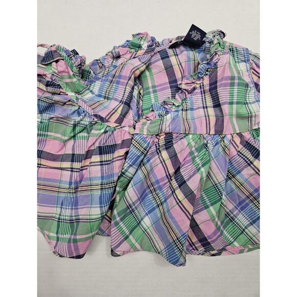 Ralph Lauren Baby Girl 12 Months Dress Pink Plaid Short Sleeve Tie Formal Fringe - Picture 4 of 6